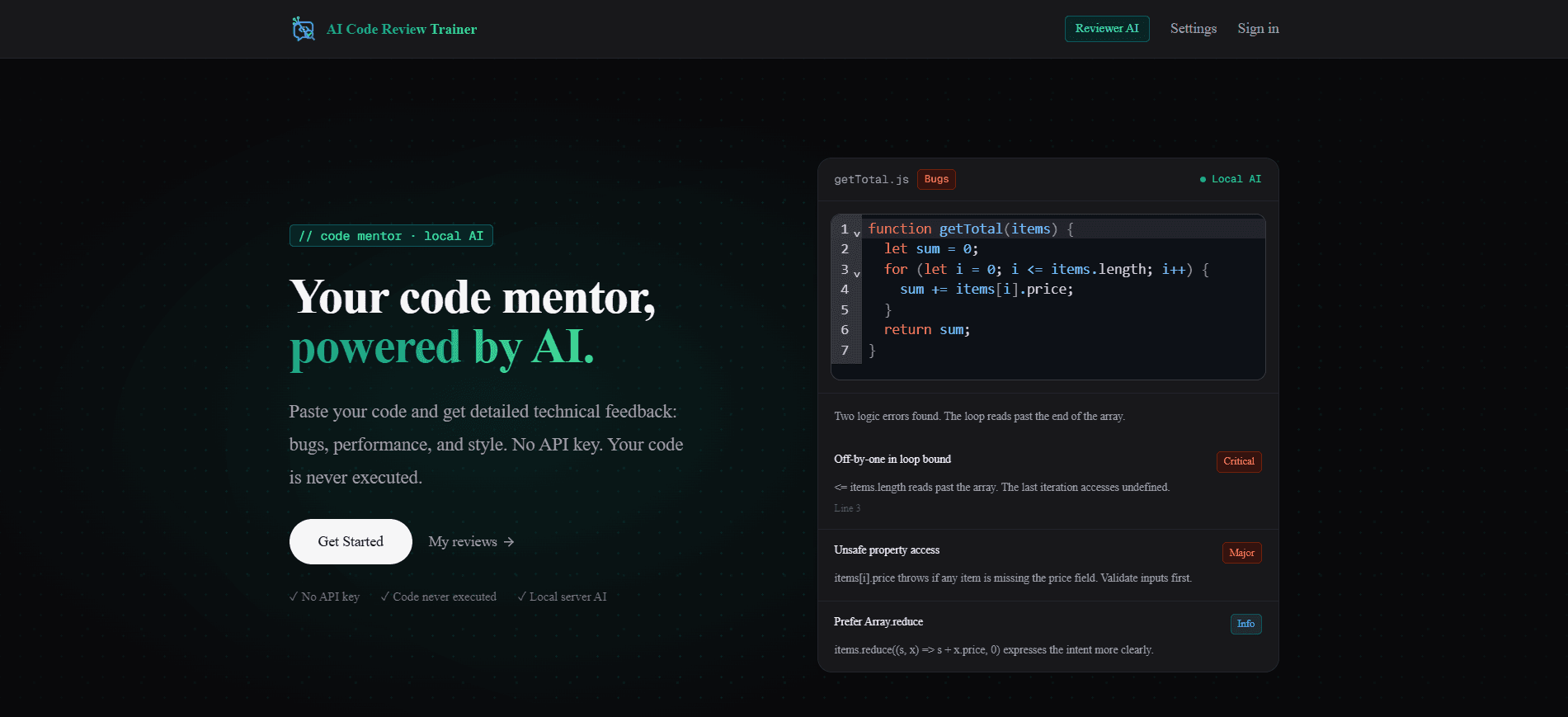 AI Code Review Trainer preview